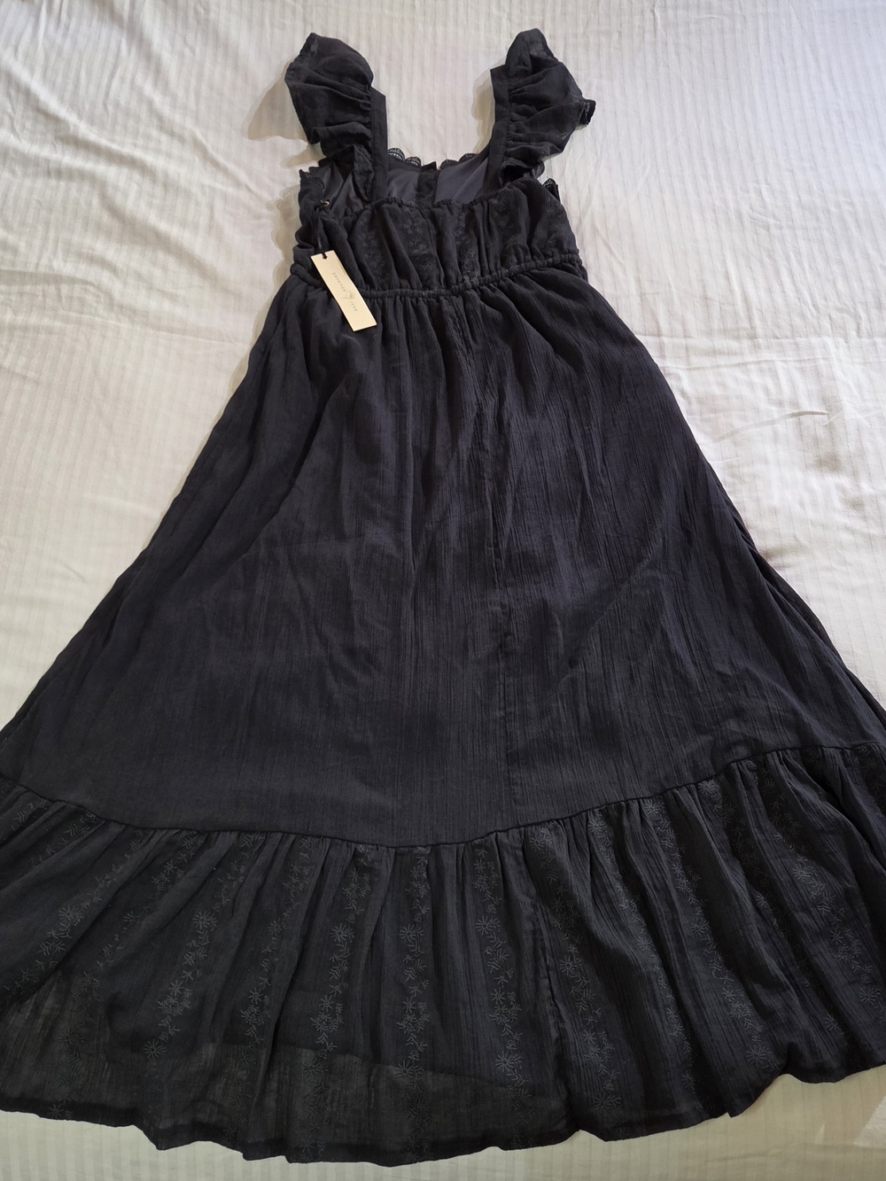 Penelope Rose Floral Maxi Dress Women MED Black Lace Trim Boho